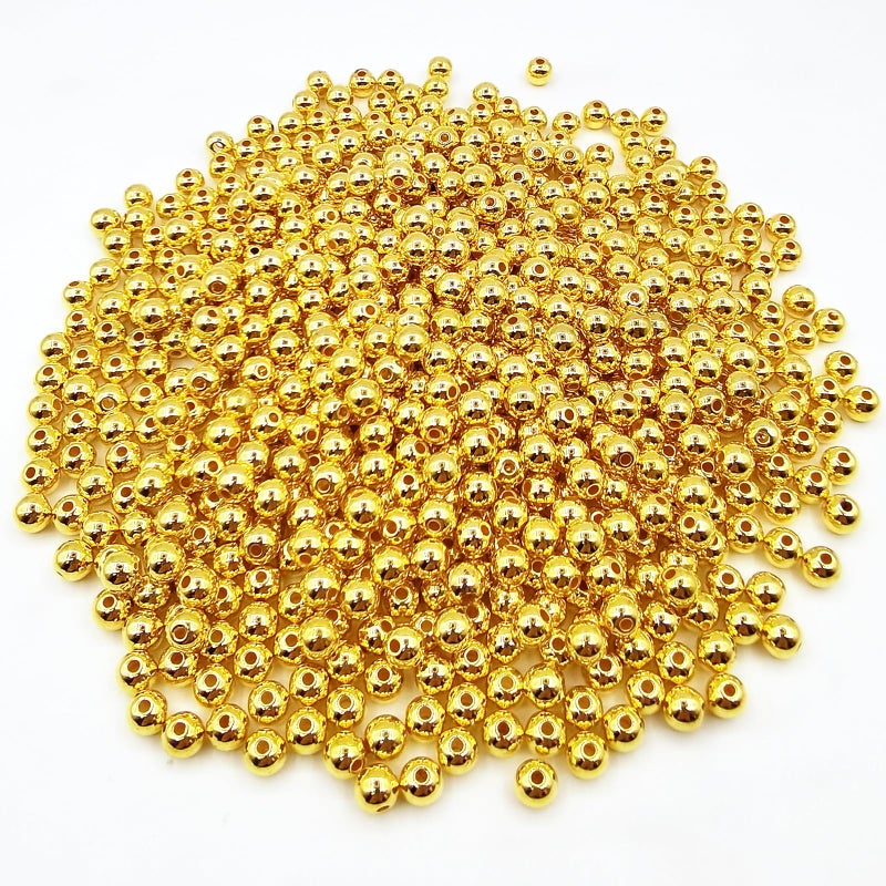 Amaney 500pcs 6mm Smooth Round Beads Gold Spacer Loose Ball Beads for Bracelet Jewelry Making Craft