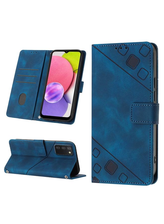 S-TOP Case For Samsung Galaxy A03s 166.6mm Skin-feel Embossed Leather Phone Case - Image 1