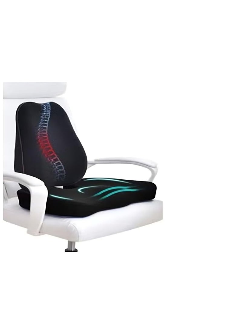 ريلاكس سمارت مجموعة وسادة مقعد ودعم للظهر من إسفنج الذاكرة - وسادة تقويمية لكراسي المكتب والسيارة والمنزل والكراسي المتحركة، تُخفف آلام الظهر وعظم الذنب وعرق النسا. - Image 1