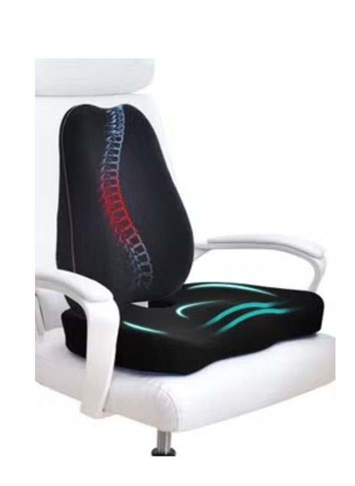 Relax Smart Memory Foam Seat Cushion and Back Support for Office Chairs and Car  - Image 1