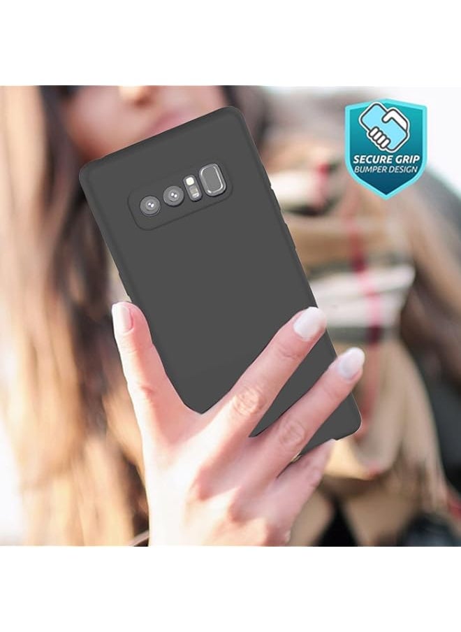 BGM - Case for Samsung Galaxy Note8, Liquid Gel Rubber Bumper Case with Soft Microfiber Lining Cushion Slim Hard Shell Shockproof Protective Cover for Samsung Galaxy Note 8 (Liquid Black) - Image 1