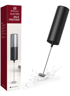 MIZAJIC Handheld Milk Frother Electric Battery Operated Foam Maker with Stainless Steel Whisk Mini Hand Mixer for Coffee Latte Cappuccino Hot Chocolate (Black)  - Image 1
