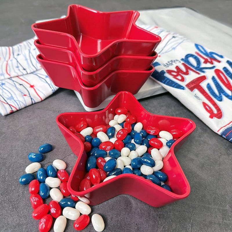 UPware Patriotic Star Shaped Dessert Bowls Melamine Small Serving Bowl for Dessert Snack Ice Cream Nuts or fruit Red 55 Inch Set of 4 - Image 5