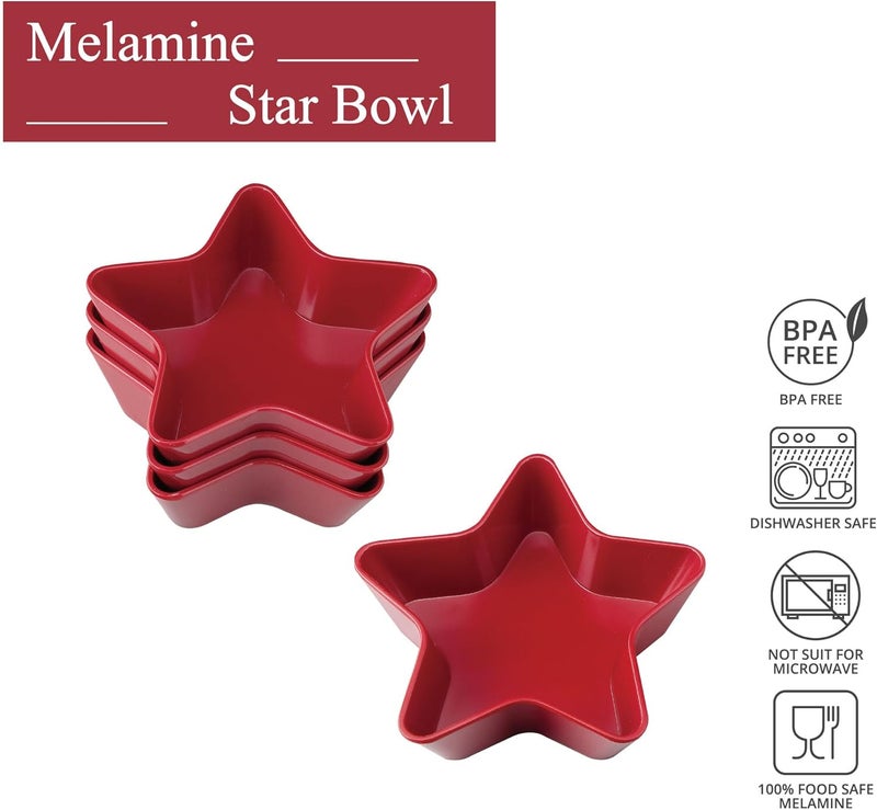UPware Patriotic Star Shaped Dessert Bowls Melamine Small Serving Bowl for Dessert Snack Ice Cream Nuts or fruit Red 55 Inch Set of 4 - Image 4