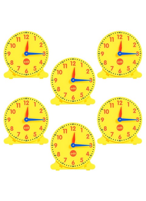 Student Clocks Set Of 6 Clock For Kids Learning To Tell Time Analog Clocks With Movable Hands To Teach Children Minute And Hour Relationships