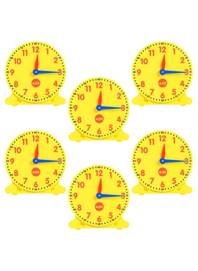 Student Clocks Set Of 6 Clock For Kids Learning To Tell Time Analog Clocks With Movable Hands To Teach Children Minute And Hour Relationships