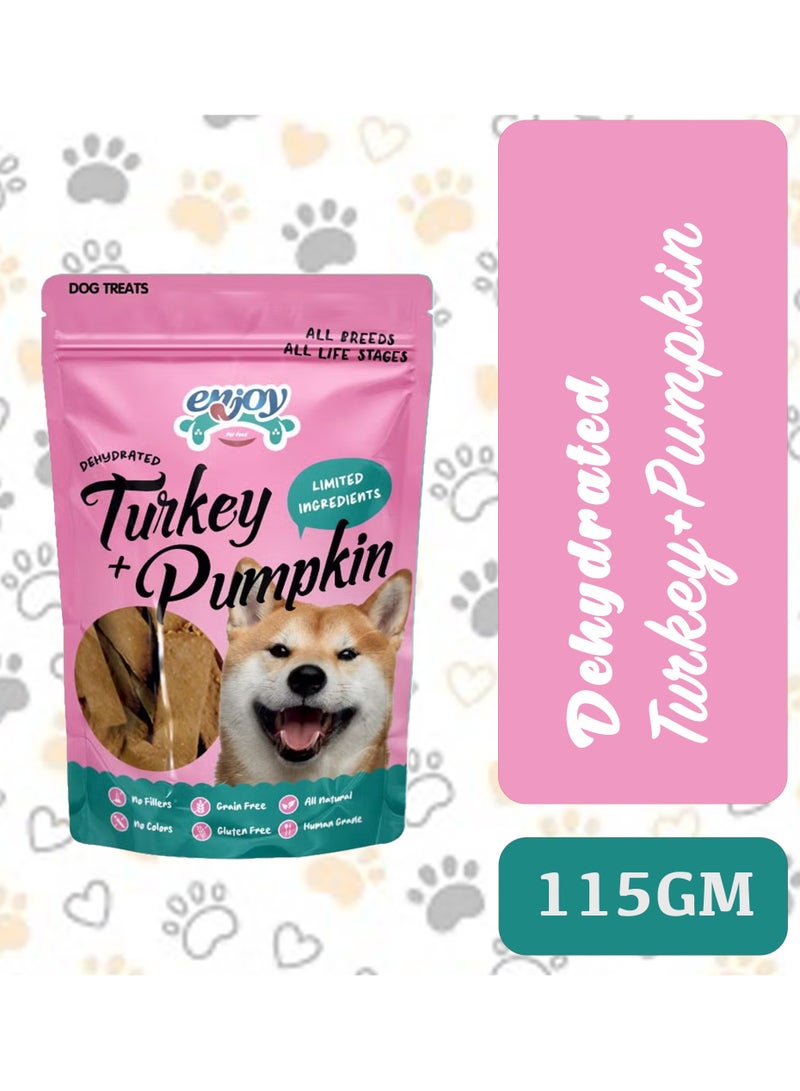 ENJOY Dog Treats - Enjoy 100% Natural Dehydrated Turkey + Pumpkin | Human-Grade, No Artificial Flavors, Colors, or Preservatives | Premium Treats for All Life Stages | 115g  - Image 2