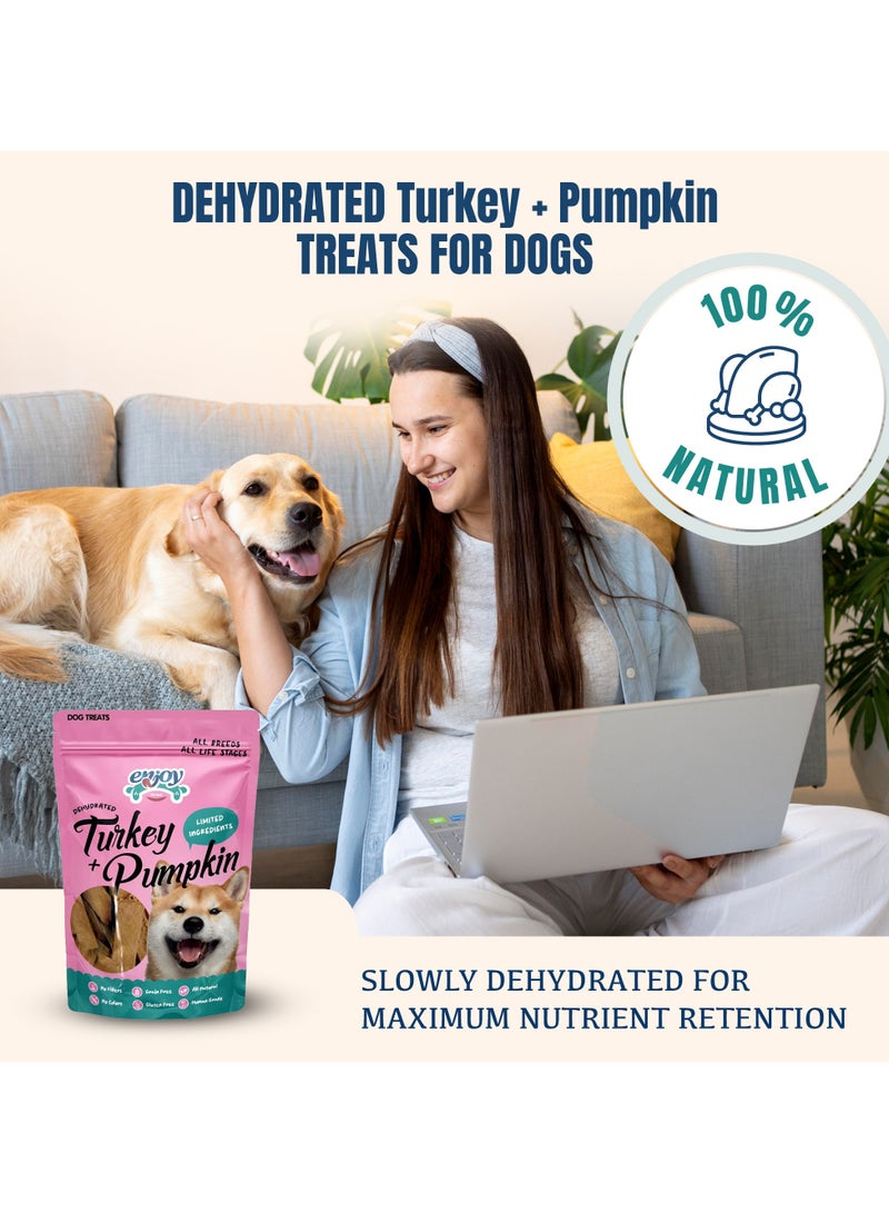 ENJOY Dog Treats - Enjoy 100% Natural Dehydrated Turkey + Pumpkin | Human-Grade, No Artificial Flavors, Colors, or Preservatives | Premium Treats for All Life Stages | 115g  - Image 4