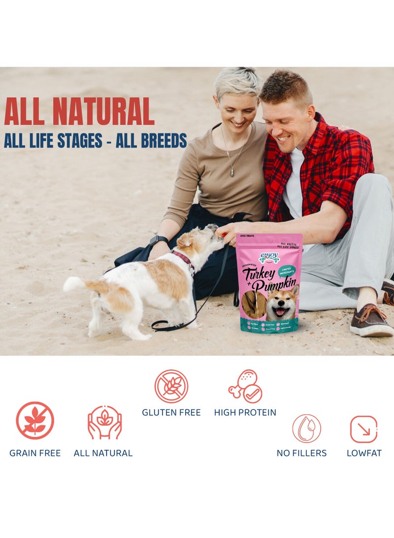 ENJOY Dog Treats - Enjoy 100% Natural Dehydrated Turkey + Pumpkin | Human-Grade, No Artificial Flavors, Colors, or Preservatives | Premium Treats for All Life Stages | 115g  - Image 5