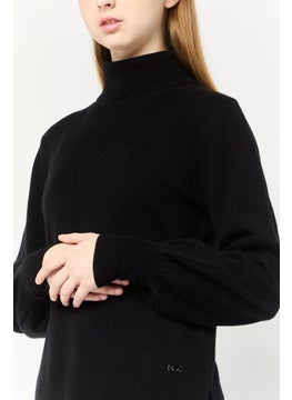Harmont & Blaine Women High Neck Knitted Sweater, Black  - Image 2