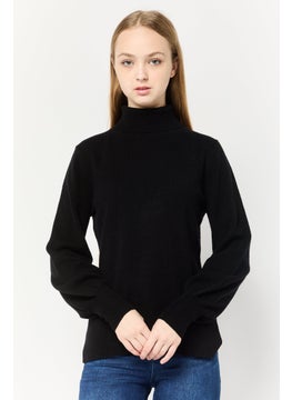 Harmont & Blaine Women High Neck Knitted Sweater, Black  - Image 1