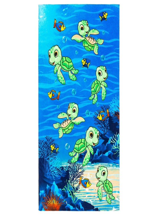 Softerry - Happy Little Turtles Beach Towel 28 x 51 inches (70 x 130cm) 100% Cotton Soft and Absorbent (1 Towel, Little Turtles) - Image 2