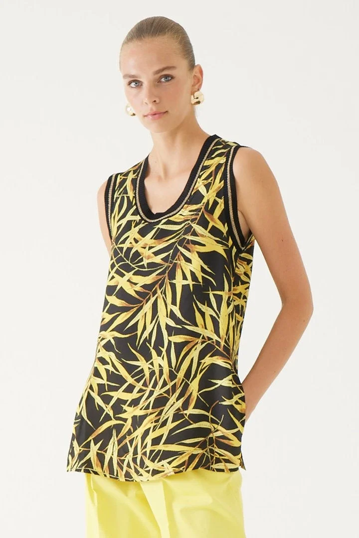 EXQUISE Viscose Leaf Pattern Comfortable Blouse