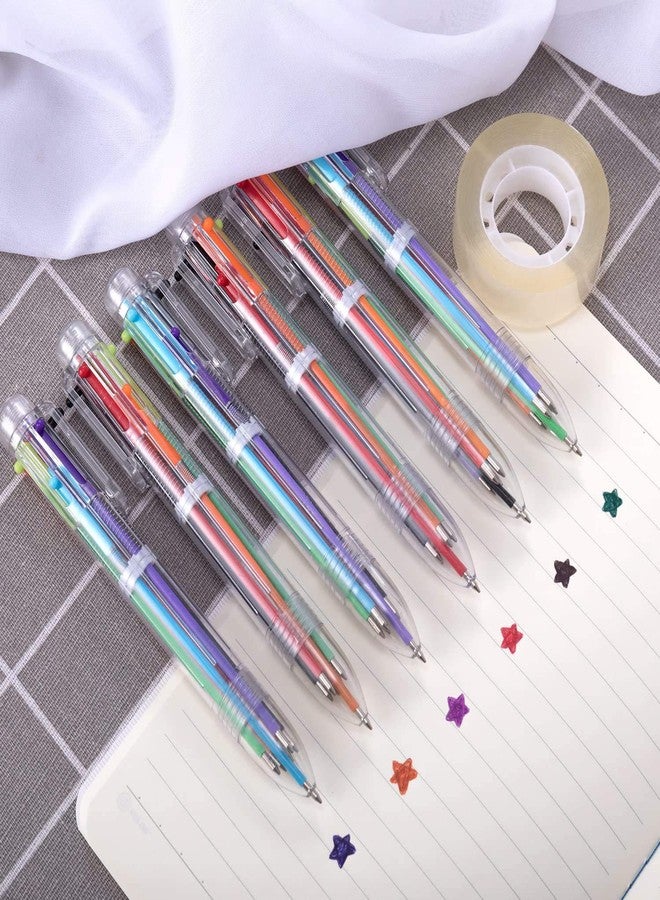 EEOYU 6 Pack Multicolor Pens 0.5mm 6-in-1 Retractable Ballpoint Pens 6 Colors Transparent Barrel Ballpoint Pen for Office School Supplies Students Children Gift - Image 3