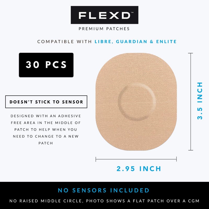 Flexd - Freestyle Adhesive Patches (30 Pcs) - Libre Adhesive Patch Covers for CGM - Tan - Image 2