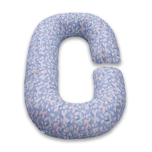 COOZLY C Shaped Pregnancy Pillow | Maternity Pillow|100% Cotton Removable Covers | Premium PregnoCare Fibres | Pregnancy Sleeping Pillow (Blue Butterfly) - Image 5