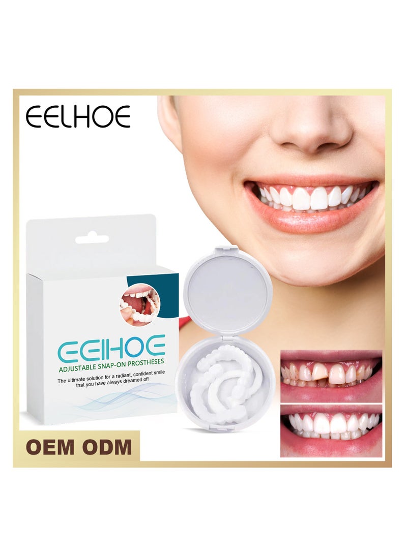EELHOE EELHOE Adjustable snap-on dentures, upper and lower jaw cosmetic denture veneers, smile temporary dental restoration kit, instant confident  - Image 1
