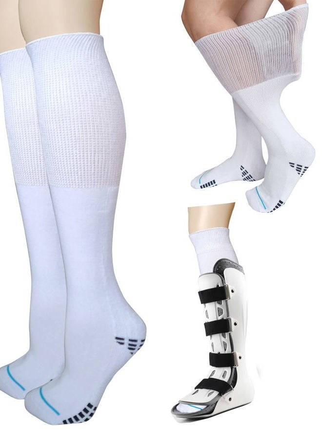 LORVVDE Replacement Sock Liner Knee High for Orthopedic Walking Boots Walker Brace,Medical Tube Socks Under Cam Walkers and Fracture Boot Air Cast Socks Surgical Leg Cover 2 Pairs - Image 1