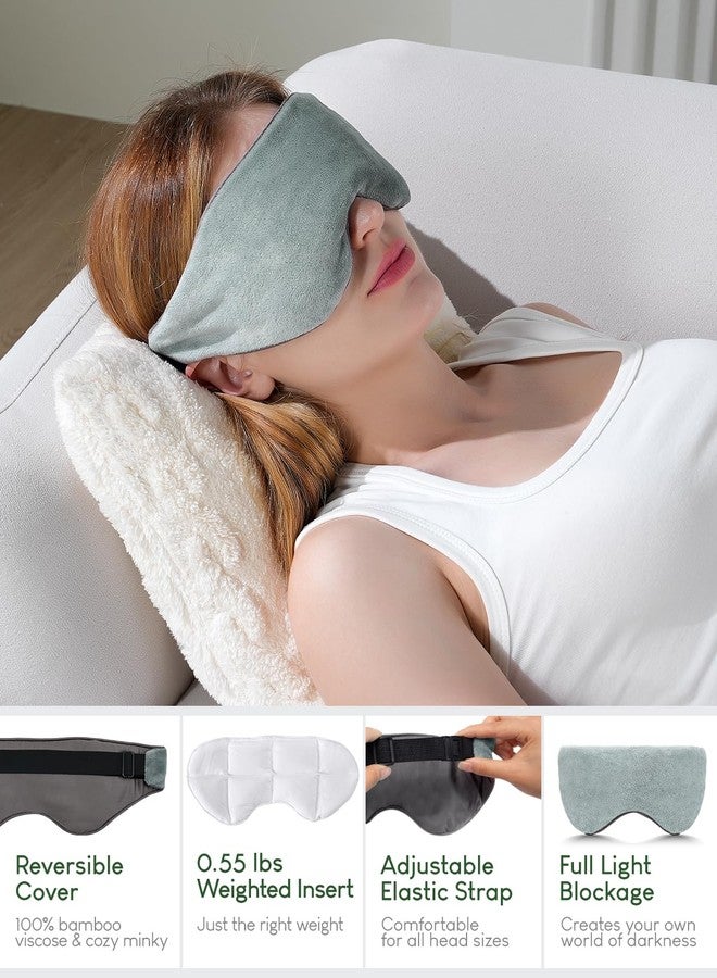 Sivio Weighted Eye Mask for Sleeping, Cooling & Cozy Reversible Blackout Sleep Mask for Women & Men, Microwave Freezable Heavy Blindfold for Migraine, Travel, Meditation, 0.55lbs, Grey - Image 2