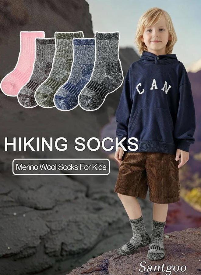 Santgoo Kids Merino Wool Hiking Socks 3 Pairs,Thermal Crew Socks for Boys & Girls,Thick Warm Cushioned Sole 4-10 Years, Black 3 Pairs, 8-10 Years - Image 5