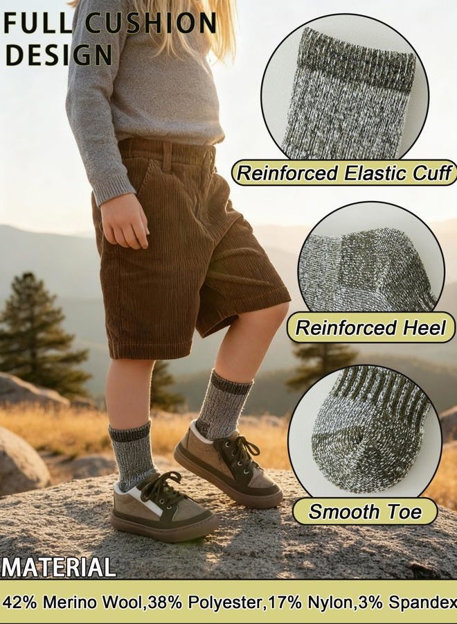 Santgoo Kids Merino Wool Hiking Socks 3 Pairs,Thermal Crew Socks for Boys & Girls,Thick Warm Cushioned Sole 4-10 Years, Black 3 Pairs, 8-10 Years - Image 4