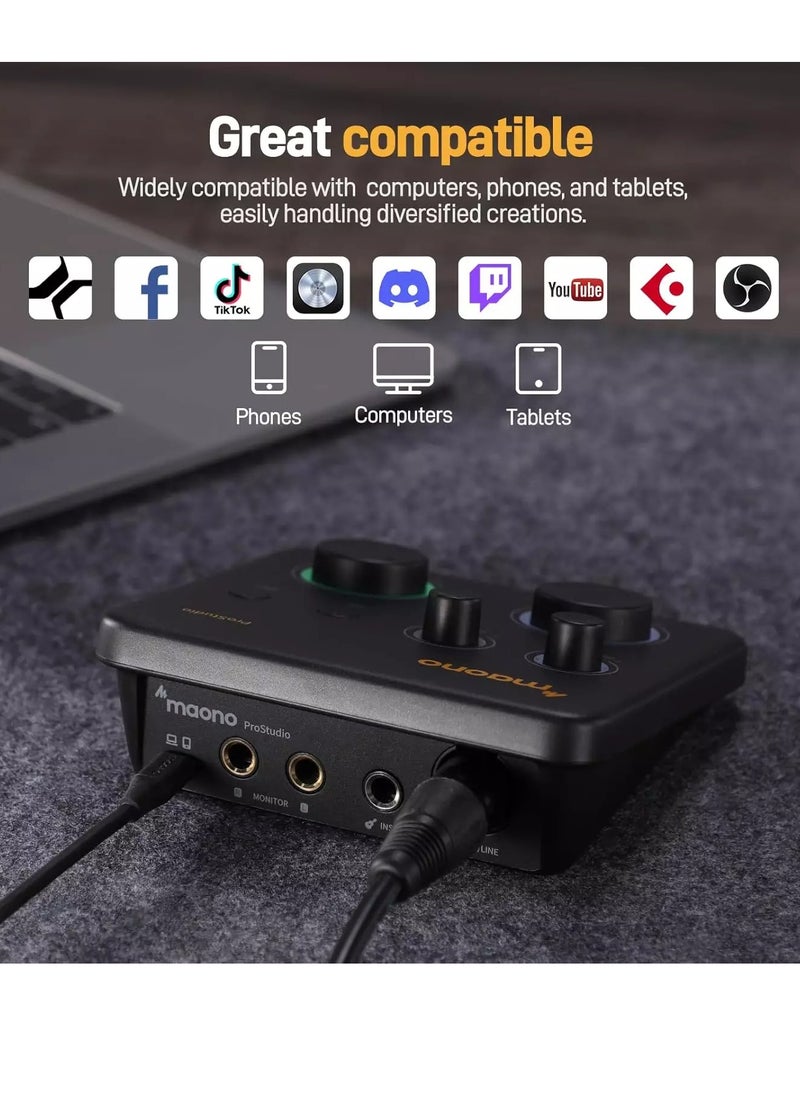 Maono - PS22 Lite USB Audio Interface for PC: Interface with XLR Input 24-bit/192kHz Routing Software LOOPBACK ASIO Driver for Recording Music, Home-Studio, Guitar, Podcast, Streaming, DAW - Image 1