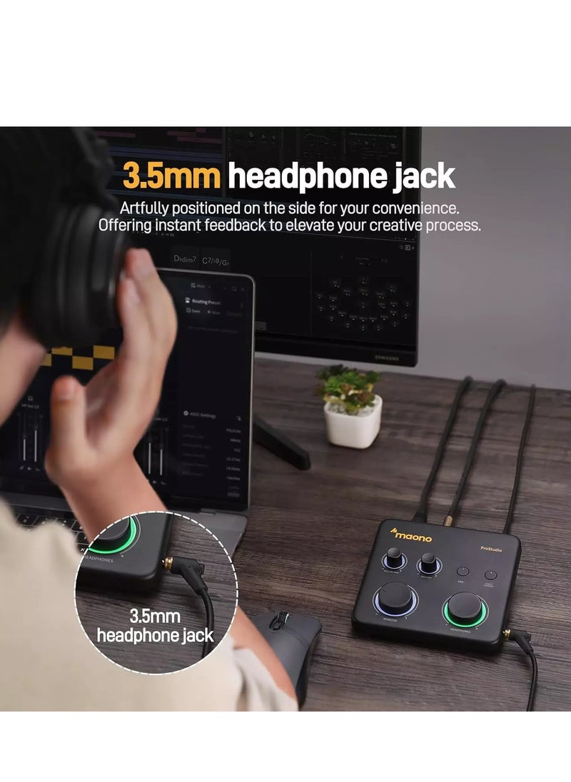 Maono - PS22 Lite USB Audio Interface for PC: Interface with XLR Input 24-bit/192kHz Routing Software LOOPBACK ASIO Driver for Recording Music, Home-Studio, Guitar, Podcast, Streaming, DAW - Image 1