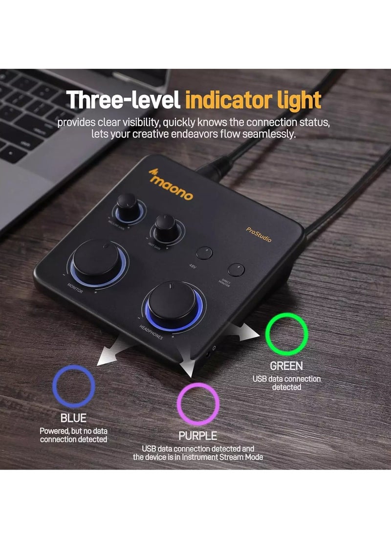 Maono - PS22 Lite USB Audio Interface for PC: Interface with XLR Input 24-bit/192kHz Routing Software LOOPBACK ASIO Driver for Recording Music, Home-Studio, Guitar, Podcast, Streaming, DAW - Image 1