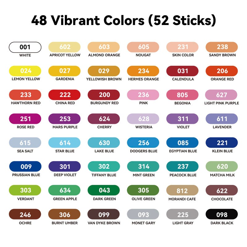 LIGHTWISH Professional Oil Pastels, 48 Vibrant Colors Plus 4 White, Set of 52, Creamy and Pigmented Artist Soft Oil Pastels for Blending, Layering & Shading - Image 2