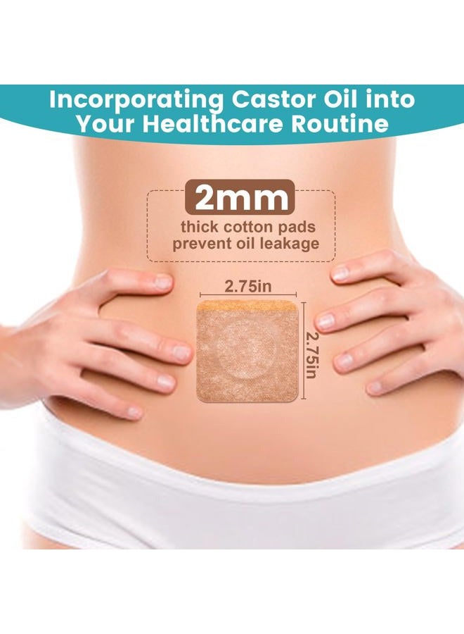 YHOVID 72Pcs Castor Oil Pack Wrap, Organic Cotton Castor Oil Patches for Belly Button, Disposable Self-Adhesive Pads, Portable Anti Leakage No Wash Kit - Image 5