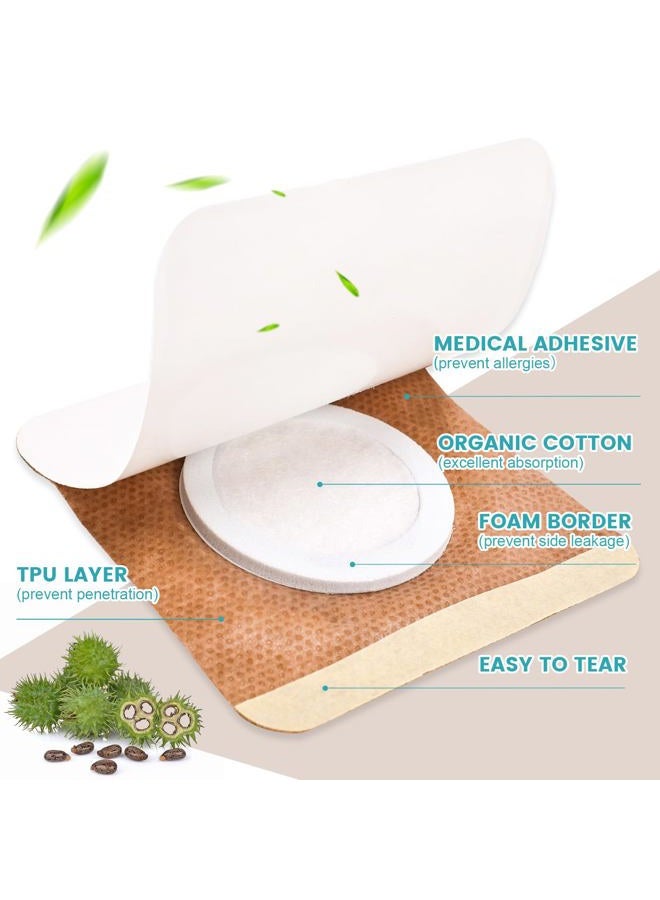 YHOVID 72Pcs Castor Oil Pack Wrap, Organic Cotton Castor Oil Patches for Belly Button, Disposable Self-Adhesive Pads, Portable Anti Leakage No Wash Kit - Image 4