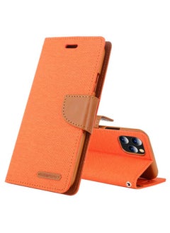 Case Cover For iPhone 12 Pro Max GOOSPERY CANVAS DIARY Cross Texture Horizontal Flip Leather Case with Card Slots & Wallet & Holder Orange