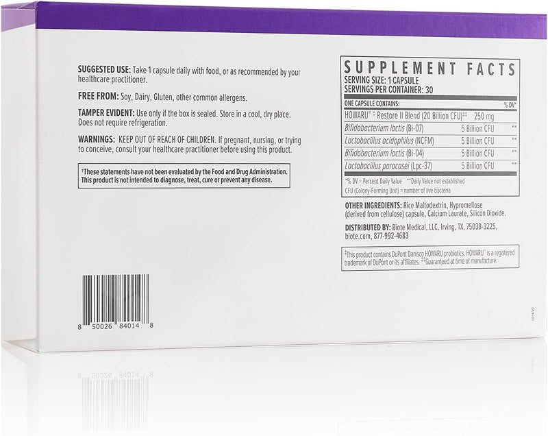 Biote Nutraceuticals  MultiStrain Probiotic 20B  Gut  Digestive 30 Capsules - Image 3