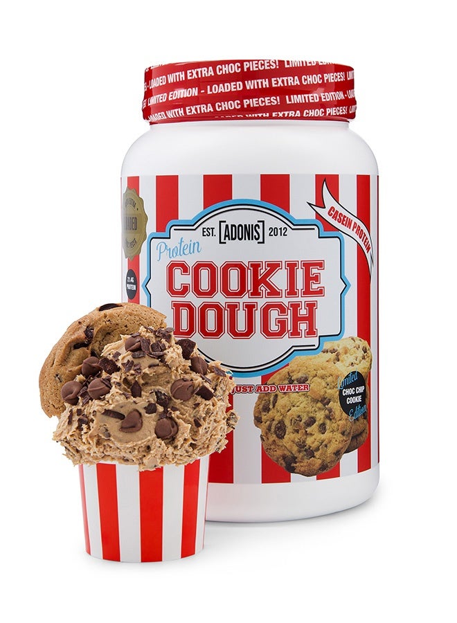 Adonis Protein Cookie Dough, Casein Protein Loaded Choc Chip Cookie Flavour 1kg - Limited Edition