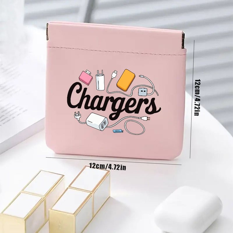 Pink Cable Organizer Pouch With Random Prints Portable Storage Bag For Small Accessories Office And Travel Use - Image 1
