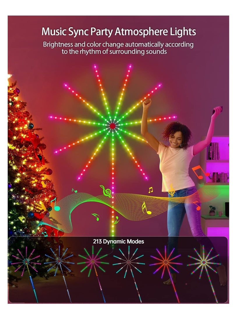 ELTRAZONE Smart Firework Led Lights USB Powered Room Decor, Color Changing Fireworks Led Lights for Bedroom with Launch Burst Effect, RGB Led Strip Lights with Remote App Control for - Image 2