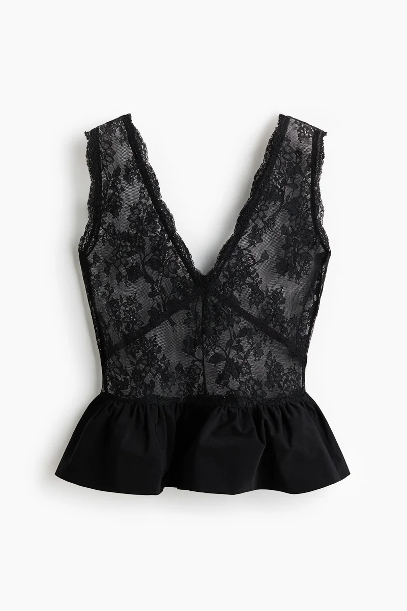 H&M Dual-fabric peplum top