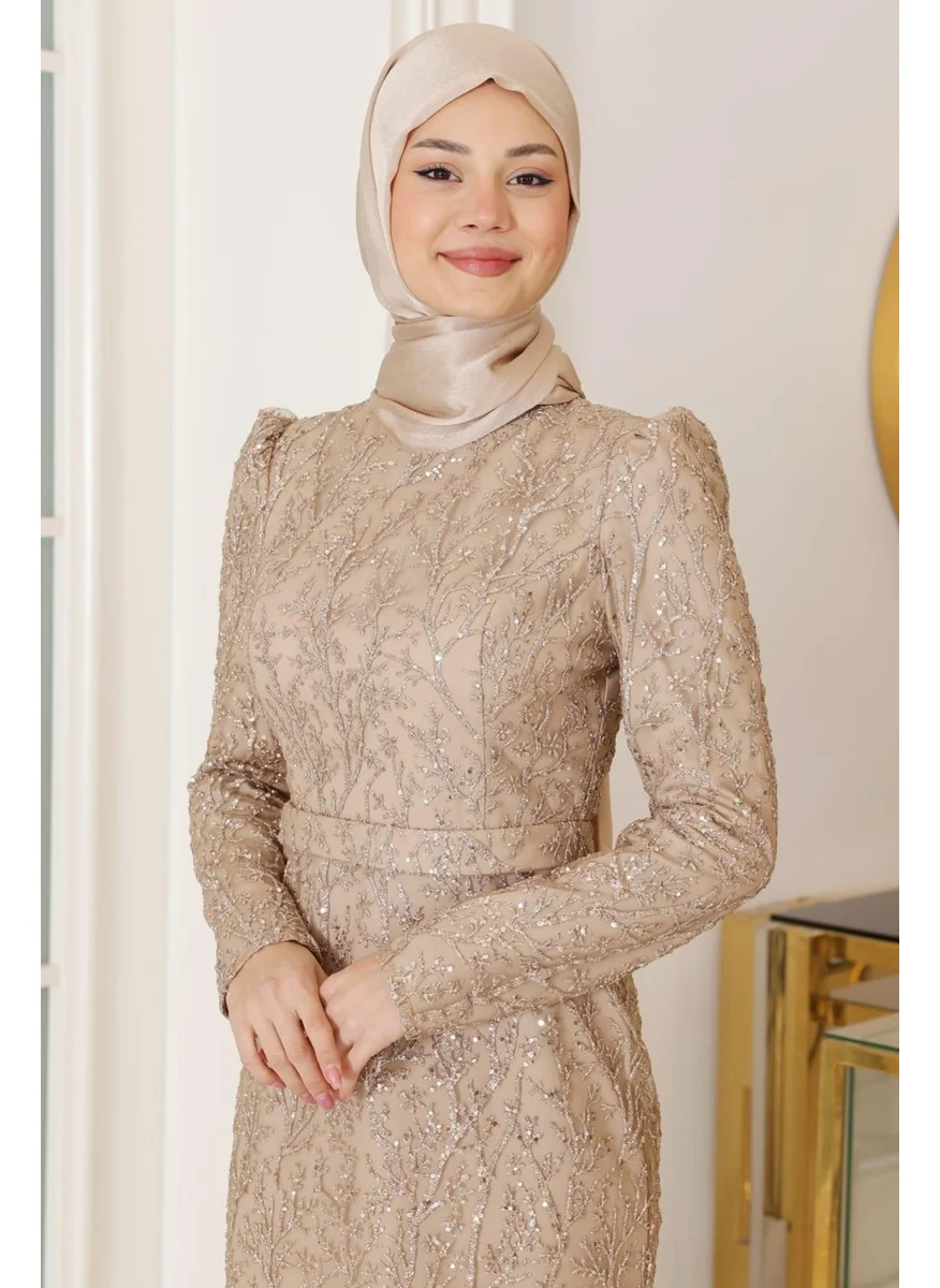 Esilanur Tuana Hijab Evening Dress Gold