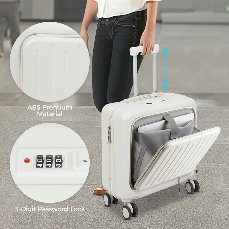 18 Inch Carry On Luggage With Cup Holder USB Port Password Lock Large Capacity 66 Lbs - Image 4