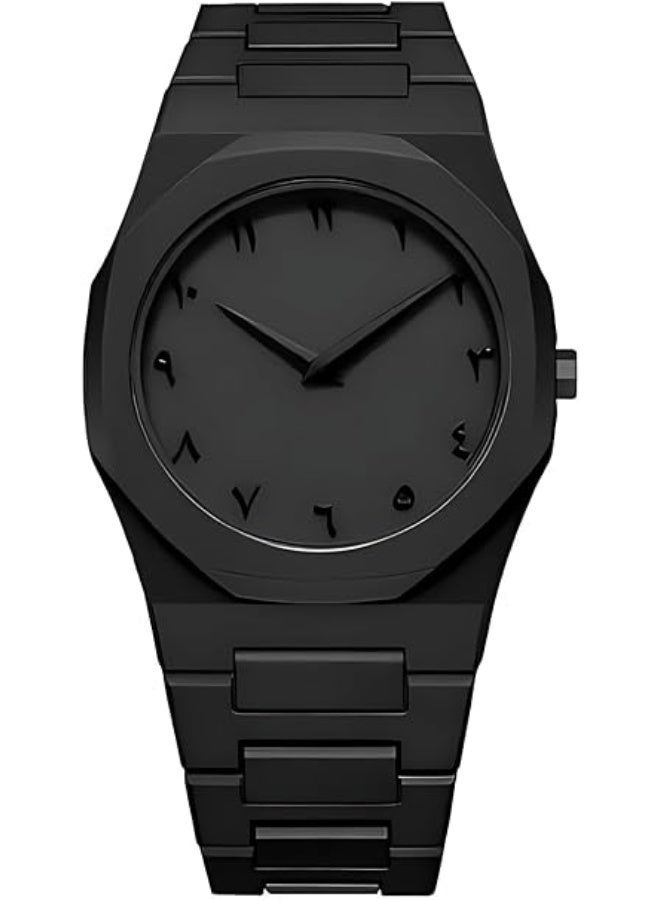 AURA Stylish unisex watch in matte black with a simple and modern design - equipped with clear Arabic numerals that combine authenticity and modernity - ideal for everyday use or as a luxurious gift - Image 1