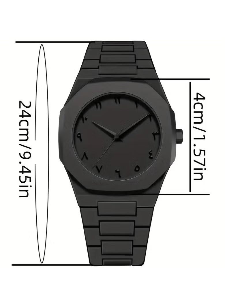 AURA Stylish unisex watch in matte black with a simple and modern design - equipped with clear Arabic numerals that combine authenticity and modernity - ideal for everyday use or as a luxurious gift - Image 2
