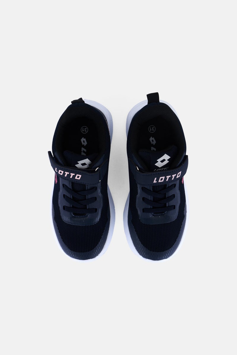 LOTTO Kids Girl Velcro Running Shoes, Navy - Image 3