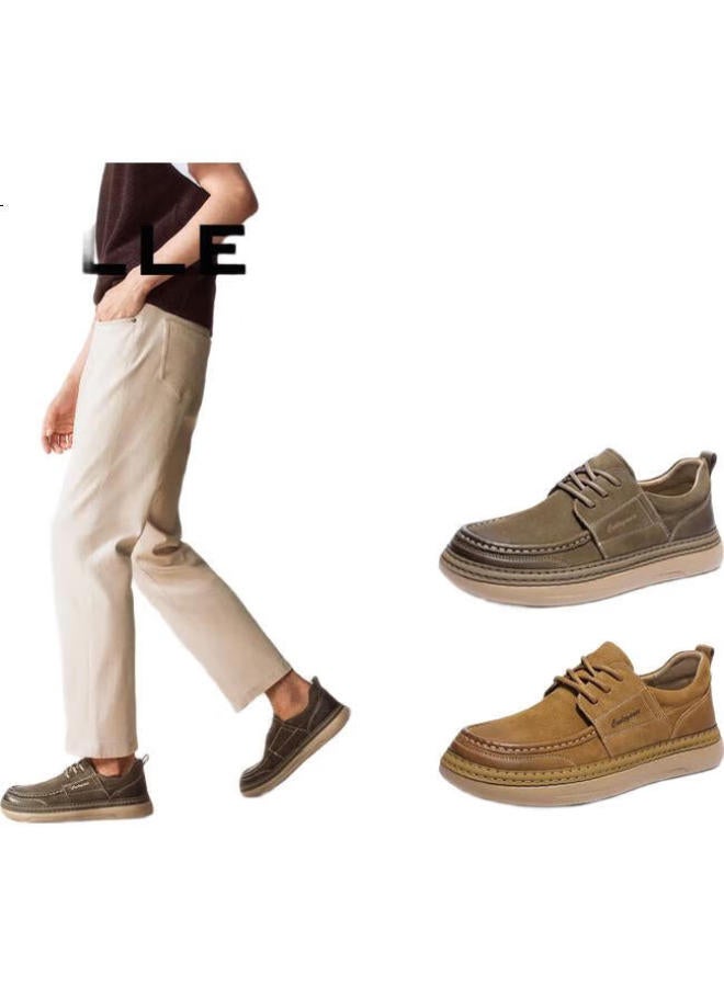 belle Men'S Outdoor Trendy Work Shoes New Soft Bottom Hazelnut Toast Shoes A1864Am5 Khaki Color Size 42 - Image 2