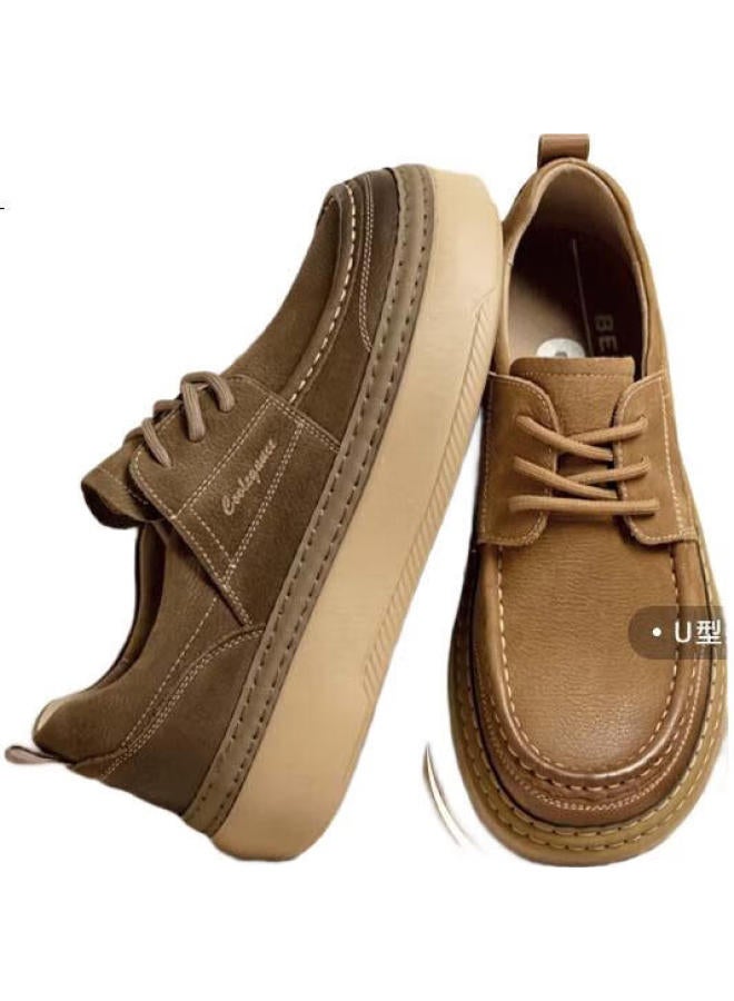 belle Men'S Outdoor Trendy Work Shoes New Soft Bottom Hazelnut Toast Shoes A1864Am5 Khaki Color Size 42 - Image 1