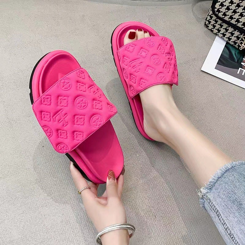 2024 Magic Tape Wedge Slippers Womens Summer Outdoor 005 activity band Red