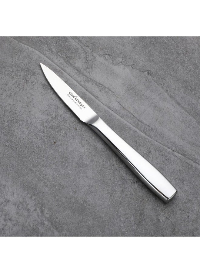 DANUBE HOME سكين تقشير دانونب هوم شيف دلايت سيلينا برو 3.5 بوصة بشفرة حادة ممتازة ومقبض فضي لامع مثالي للقطع الدقيق والتقشير في المطبخ