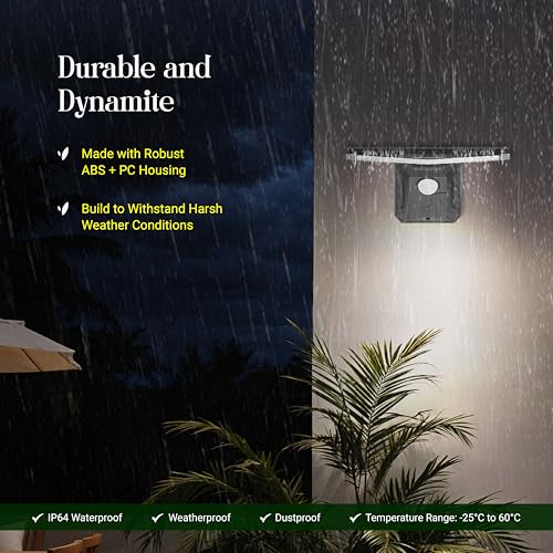 Dylect® Eco Solar Wall Light Outdoor Home, Solar Home Décor Light for Garden, Terrace, Patio, Upto 10Hr Runtime with Wireless Remote | IP64 Waterproof (Cool White) - Image 3