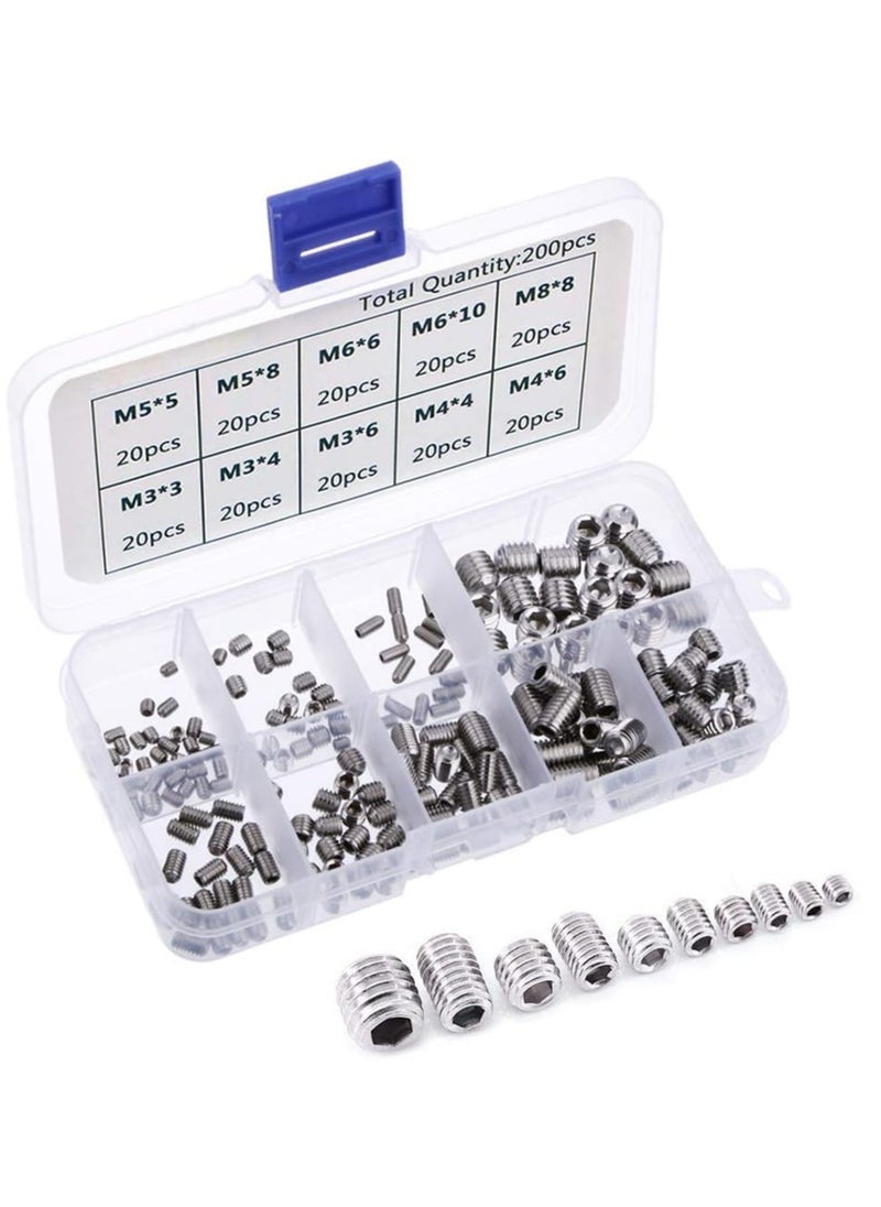 Oasisgalore 200Pcs Metric M3 M4 M5 M6 M8 Stainless Steel Flat Head Cap Bolts Screws Nuts Assortment Kit  - Image 1