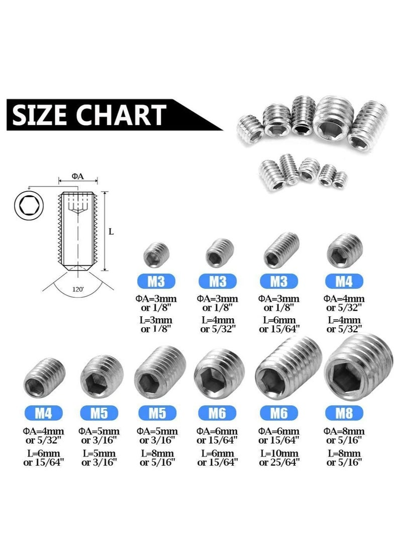 Oasisgalore 200Pcs Metric M3 M4 M5 M6 M8 Stainless Steel Flat Head Cap Bolts Screws Nuts Assortment Kit  - Image 2