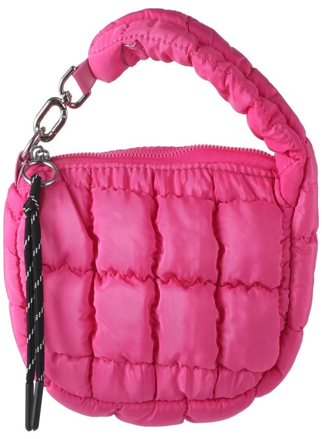 Homaisson Mini Quilted Wristlet Purse for Women, Mini Puffer Bag, Chic Nylon Cloud Tote with Quilted Design, Small Stylish Handbag in Magenta - Image 1